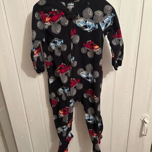 Carters 18m black with red & blue Monster Truck fleece zip up sleeper